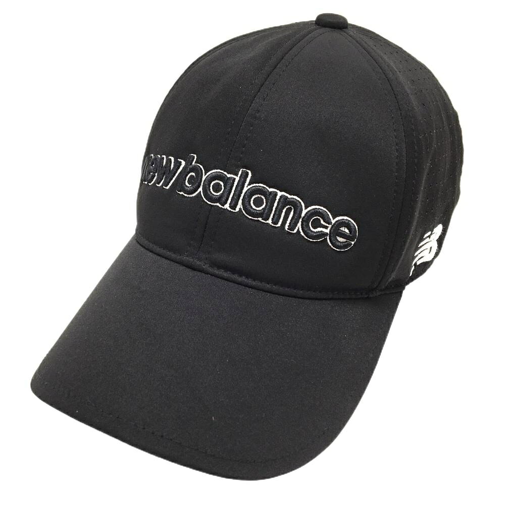 【美品】ニューバランスゴルフ キャップ 黒 一部メッシュ フロント立体ロゴ ゴルフウェア New Balance