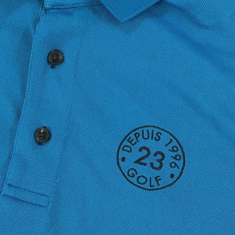 【美品】23区ゴルフ 半袖ポロシャツ ブルー ロゴ刺しゅう メンズ L ゴルフウェア 23区