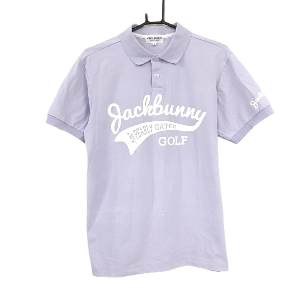 ジャックバニー 半袖ポロシャツ ライトパープル×白 ロゴプリント メンズ 5(L) ゴル...