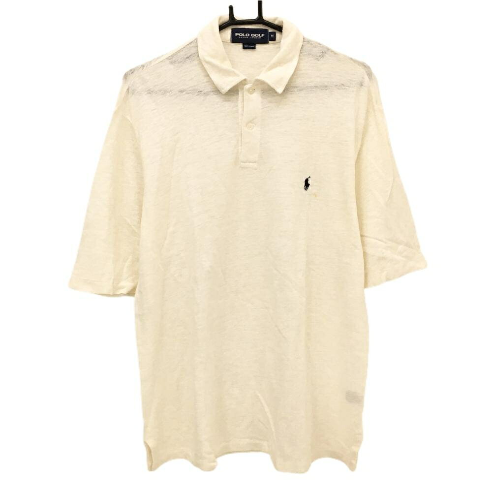 【25%OFFクーポン配布中！9/14まで】ポロゴルフ 半袖ポロシャツ ライトベージュ ポニー刺しゅう 透け感 リネン100％ メンズ M ゴルフウェア Ralph Lauren