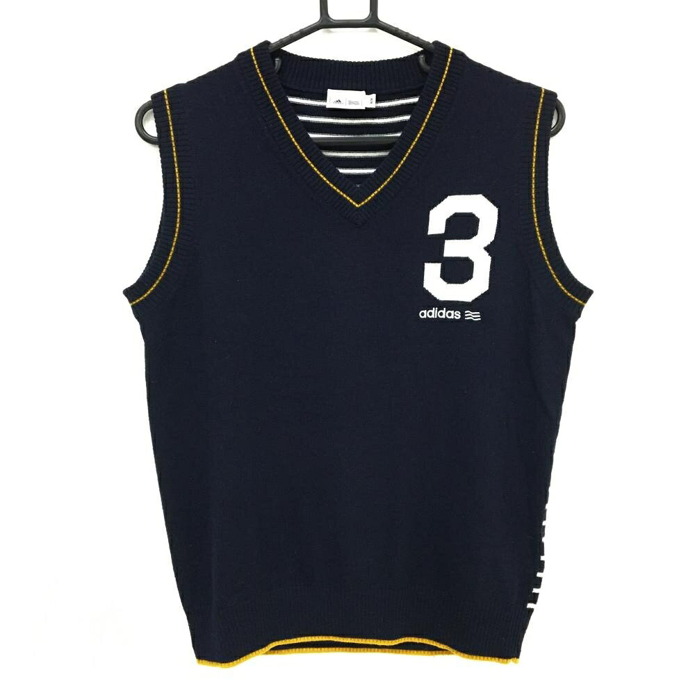 商品説明 ブランド adidas アイテム ニットベスト 表記サイズ M/M ※海外サイズの場合もございます。必ず実寸サイズをご確認ください。 実寸サイズ 　身幅：約50cm　袖丈：約-cm　肩幅：約39cm　着丈：約58cm ※実寸サイズの採寸方法については、こちらをご覧ください。 ★実寸サイズは平台に平置きして外寸を測定しており、商品によっては若干の誤差が生じます。数cmの誤差は予めご了承くださいませ。 特徴・仕様 適応時期 春 ・ 秋 商品ランク A コメント 毛羽立ち 商品ランク（ゴルフウェア） N 新品（タグ付き) S 新品未使用品（タグなし） A+ 使用感や汚れ等がない、または目立たない綺麗な中古品 A 使用感や汚れ等が少ない美品や良品 B+ 使用感や中小の汚れ等がある一般的な中古品 B 使用感や大中の汚れ等がある一般的な中古品 C 使用感や大中の汚れ、小さな穴等がある中古品 商品ランク（ゴルフシューズ） N 新品（タグ付き) S 新品未使用品（タグなし） A+ しわや汚れ等がない、または少ない綺麗な中古品 A しわや小さな汚れはあるが、使用感が少ない美品や良品 B+ しわや中小の汚れ、使用感がある一般的な中古品 B しわや大中の汚れ、使用感がある一般的な中古品 C しわや大中の汚れ、使用感がある中古品 D しわや大きな汚れ、使用感がある中古品 &nbsp;★A+～CランクはUSED品となりますので、神経質な方はご入札をお控えください。 &nbsp;★Nランクは新品商品ですが、一部保管時による汚れ等があります。商品説明や写真で必ずご確認ください。　