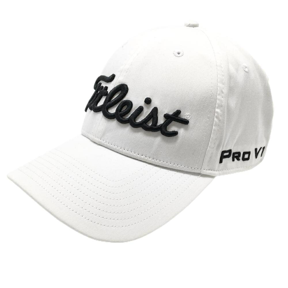 【25%OFFクーポン配布中！9/14まで】タイトリスト キャップ 白×黒 PRO V1 立体ロゴ刺しゅう フットジョイ M/L ゴルフウェア TITLEIST