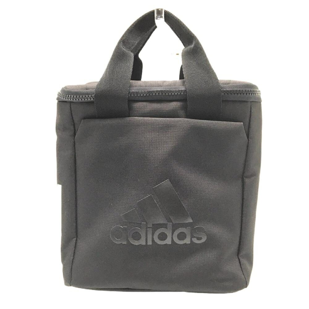 【美品】アディダス 保冷カートバッグ 黒 フロントロゴ 内外ポケット ゴルフ adidas