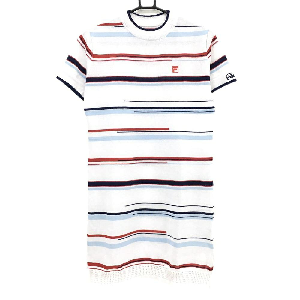 商品説明 ブランド FILA GOLF アイテム 半袖ニットワンピース 表記サイズ L ※海外サイズの場合もございます。必ず実寸サイズをご確認ください。 実寸サイズ 　身幅：約47cm　袖丈：約18.5cm　肩幅：約38cm　着丈：約84cm ※実寸サイズの採寸方法については、こちらをご覧ください。 ★実寸サイズは平台に平置きして外寸を測定しており、商品によっては若干の誤差が生じます。数cmの誤差は予めご了承くださいませ。 特徴・仕様 適応時期 春 ・ 夏 商品ランク N コメント 商品ランク（ゴルフウェア） N 新品（タグ付き) S 新品未使用品（タグなし） A+ 使用感や汚れ等がない、または目立たない綺麗な中古品 A 使用感や汚れ等が少ない美品や良品 B+ 使用感や中小の汚れ等がある一般的な中古品 B 使用感や大中の汚れ等がある一般的な中古品 C 使用感や大中の汚れ、小さな穴等がある中古品 商品ランク（ゴルフシューズ） N 新品（タグ付き) S 新品未使用品（タグなし） A+ しわや汚れ等がない、または少ない綺麗な中古品 A しわや小さな汚れはあるが、使用感が少ない美品や良品 B+ しわや中小の汚れ、使用感がある一般的な中古品 B しわや大中の汚れ、使用感がある一般的な中古品 C しわや大中の汚れ、使用感がある中古品 D しわや大きな汚れ、使用感がある中古品 &nbsp;★A+～CランクはUSED品となりますので、神経質な方はご入札をお控えください。 &nbsp;★Nランクは新品商品ですが、一部保管時による汚れ等があります。商品説明や写真で必ずご確認ください。　