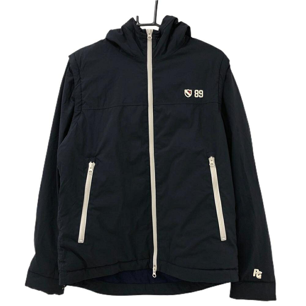 【超美品】パーリーゲイツ 2WAY中綿ジャケット ネイビー フード付 袖着脱可 メンズ 5(L) ゴルフウェア PEARLY GATES