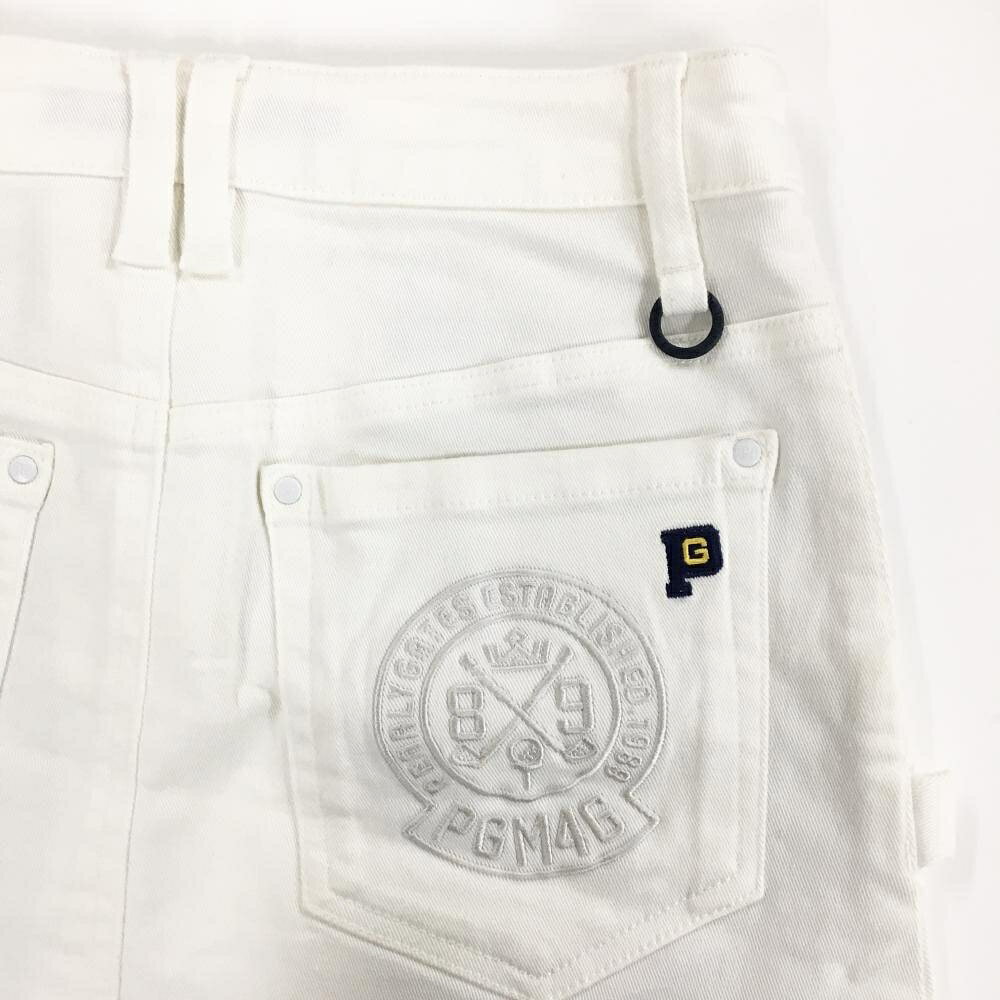 【超美品】パーリーゲイツ スカート 白 ロゴ刺しゅう ストレッチ レディース 00(XS...