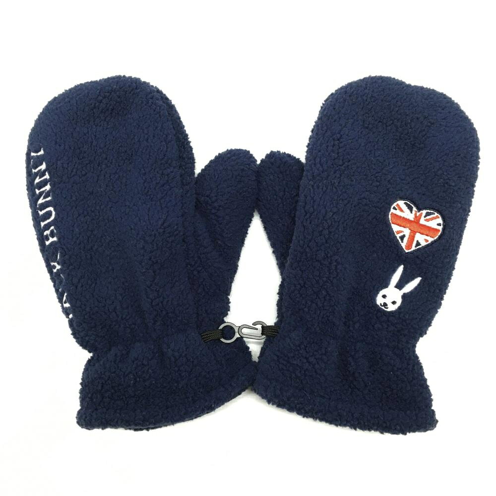 【当店ポイント10倍！9/11 01:59まで】【超美品】ジャックバニー 手袋 ネイビー ボア ミトングローブ レディース ゴルフウェア Jack Bunny