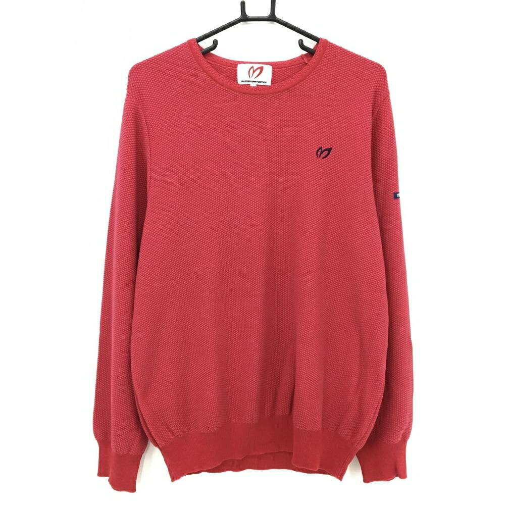 【美品】マスターバニー セーター レッド系 コットン100％ メンズ 5(L) ゴルフウェア MASTER BUNNY EDITION