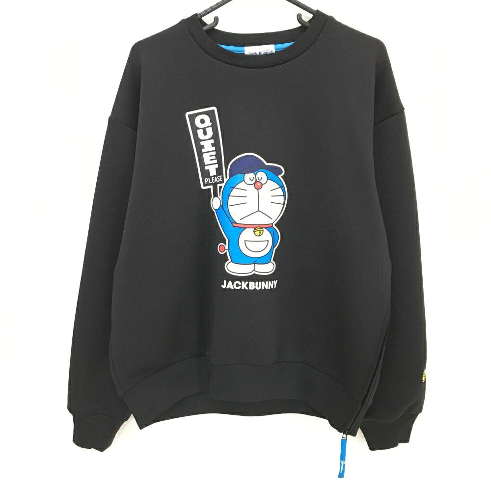 【25%OFFクーポン配布中！9/14まで】【新品】ジャックバニー×ドラえもん トレーナー 黒 ビッグプリント メンズ 5(L) ゴルフウェア 2025年モデル Jack Bunny