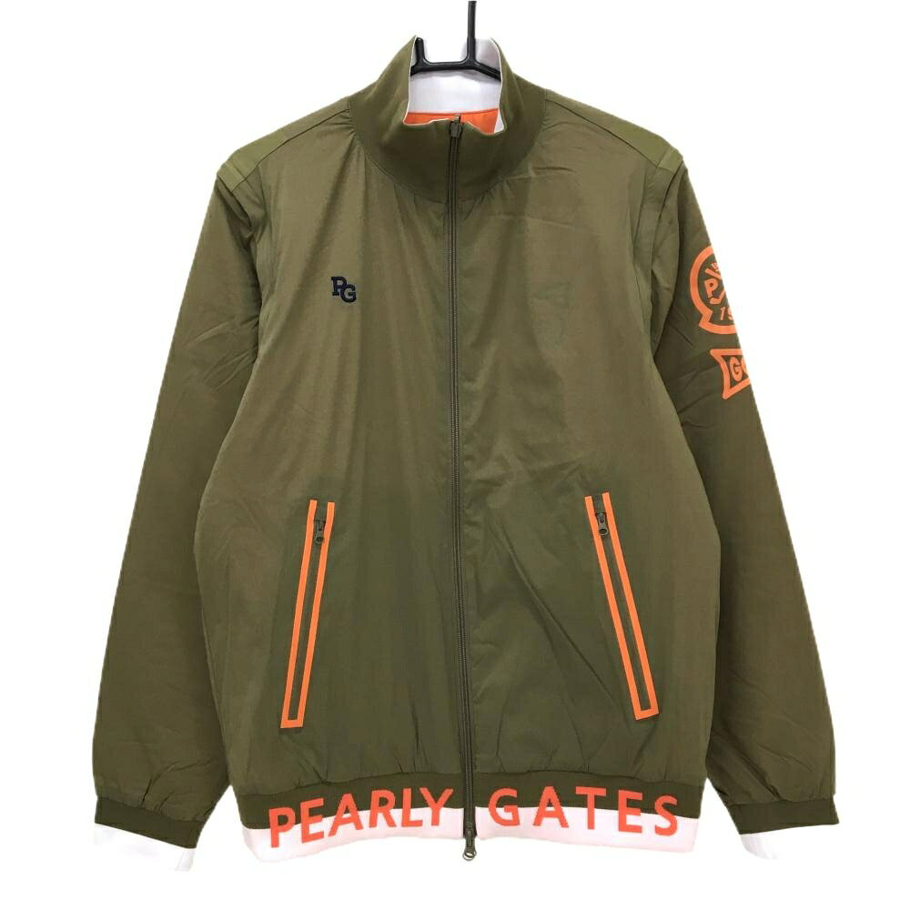 【新品】パーリーゲイツ 4WAY中綿リバーシブルジャケット カーキ×オレンジ 裏キルティング メンズ 4(M) ゴルフウェア PEARLY GATES