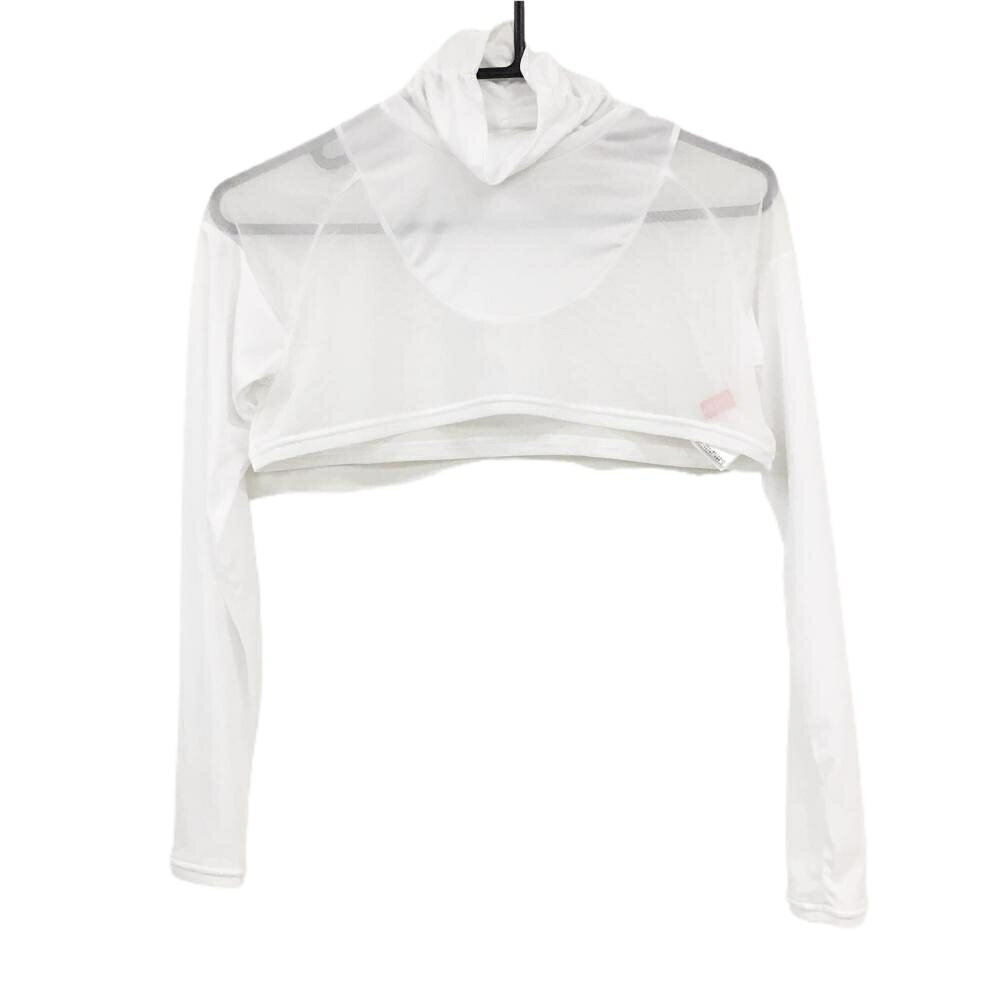 【超美品】マリクレールスポール ハイネックインナーシャツ 白 一部メッシュ ショート丈 レディース M ゴルフウェア marie claire