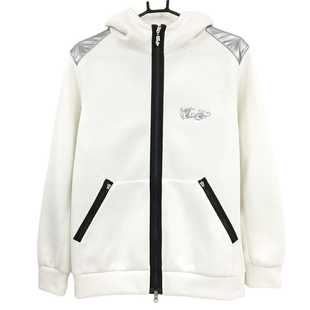 【新品】ダンスウィズドラゴン ジャケット 白×黒 フード付き フード裏ボア ロゴ刺...