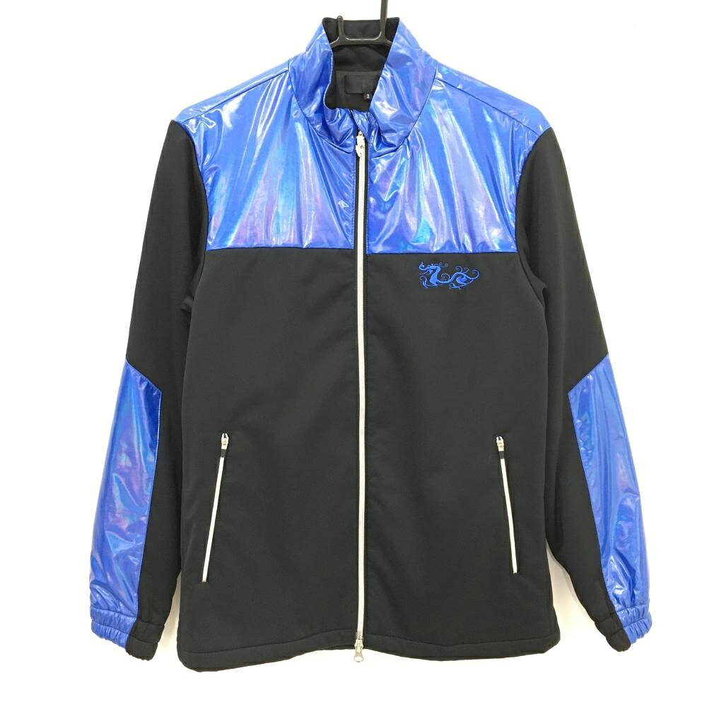 【新品】ダンスウィズドラゴン 中綿切替ジャケット 黒×ブルー ブルー地光沢感 メン...