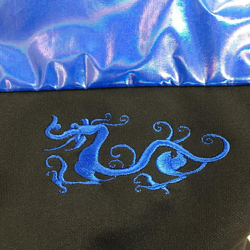 【新品】ダンスウィズドラゴン 中綿切替ジャケット 黒×ブルー ブルー地光沢感 メン...