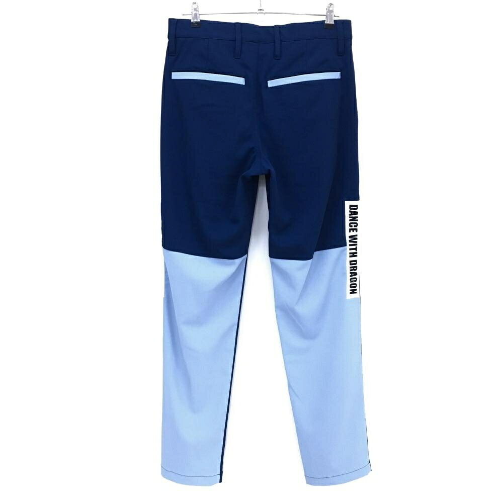【新品】ダンスウィズドラゴン パンツ ネイビー×ライトブルー ロゴ刺しゅう 接触冷...