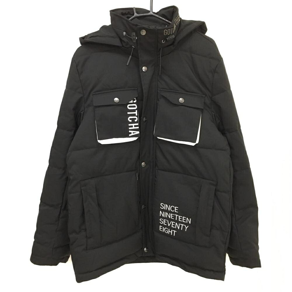 【超美品】ガッチャ 中綿ジャケット 黒 ロゴ白 フード着脱可 メンズ MEDIUM ゴルフ...