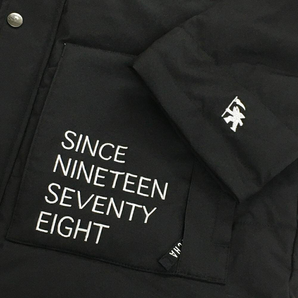 【超美品】ガッチャ 中綿ジャケット 黒 ロゴ白 フード着脱可 メンズ MEDIUM ゴルフ...