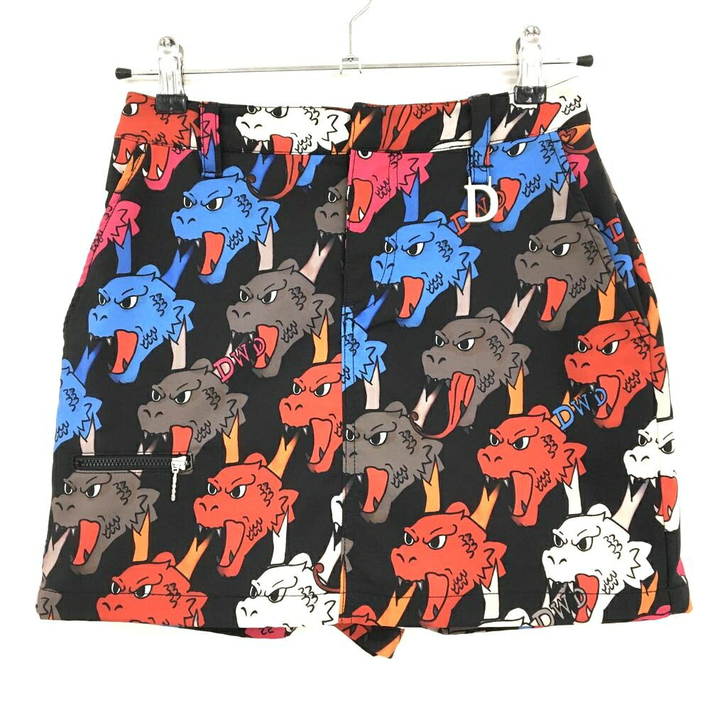 【美品】ダンスウィズドラゴン キュロットスカート 黒×マルチカラー レディース 2(...