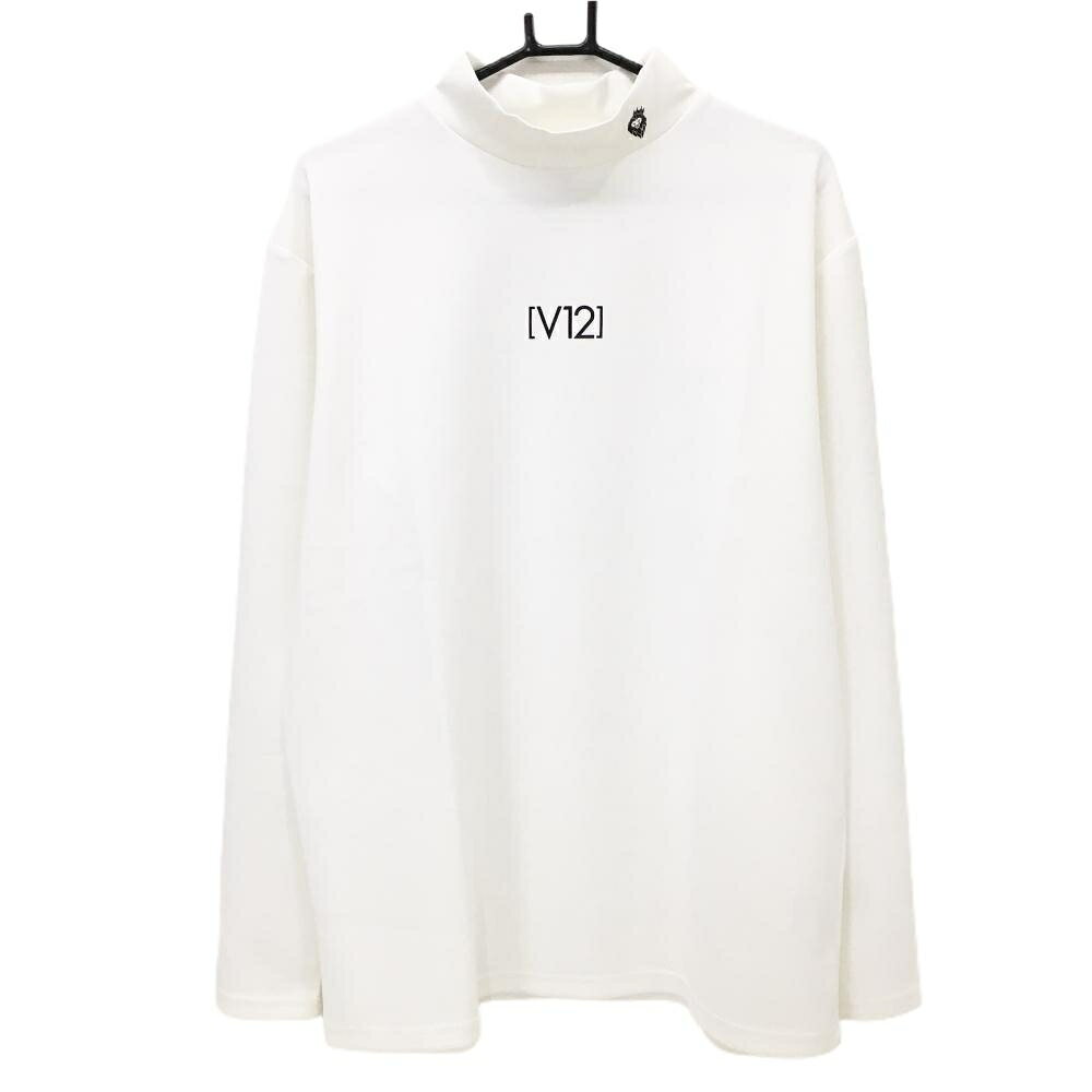【新品】V12 長袖ハイネックシャツ 白×黒 バックロゴ ストレッチ 吸水速乾 メンズ XXL ゴルフウェア V12