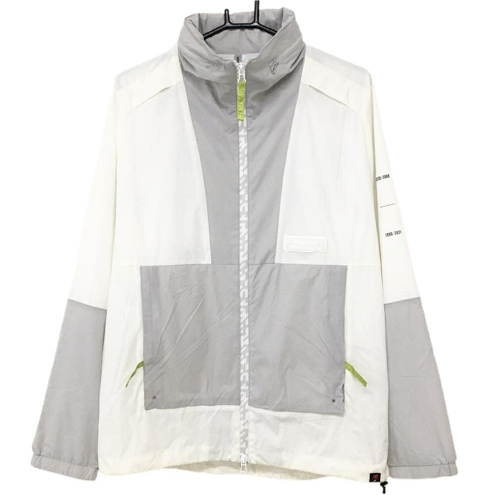 【美品】ニューバランスゴルフ ジャケット グレー×ライトグレー 裏地メッシュ メンズ 5(L) ゴルフウェア New Balance