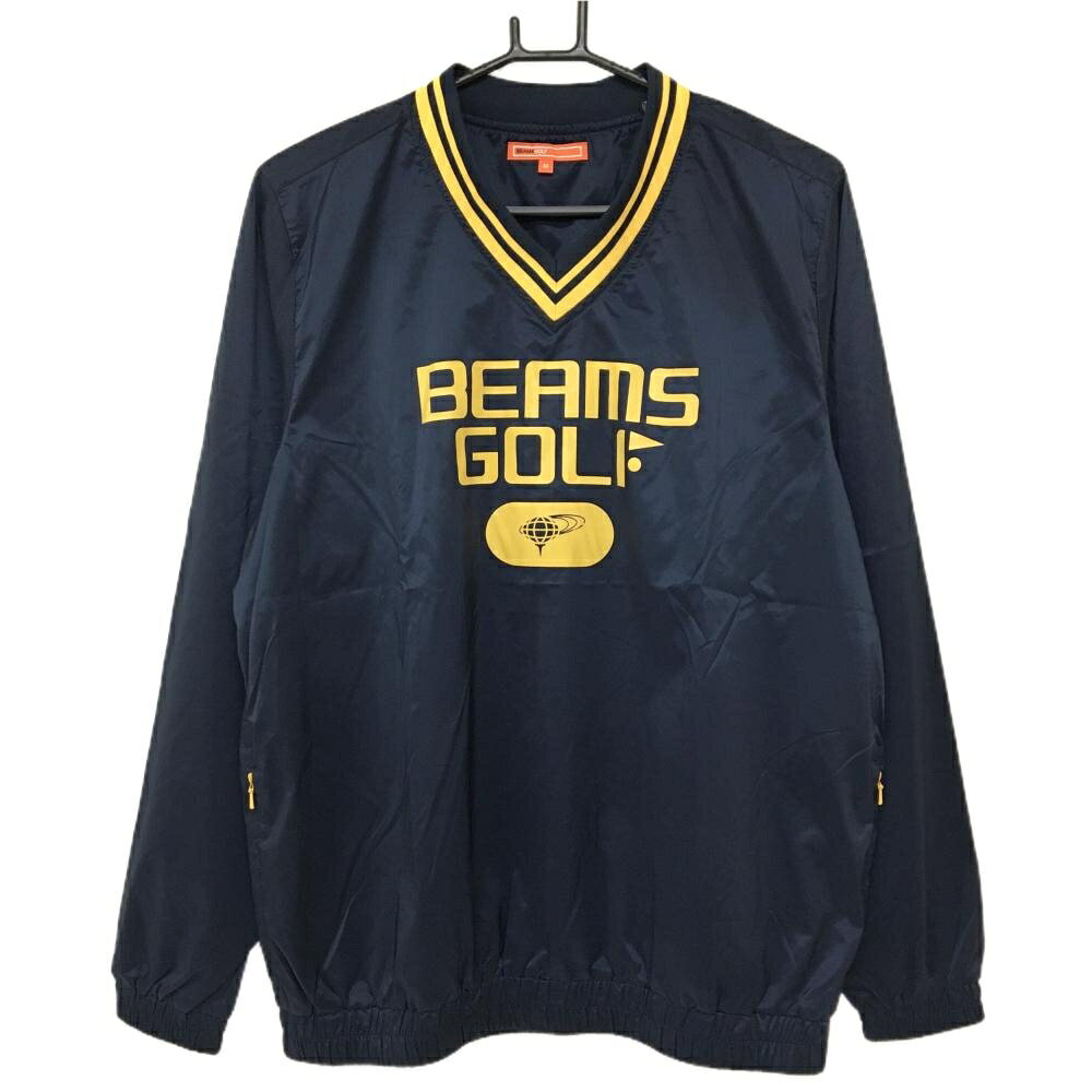 【美品】ビームスゴルフ スニード ダークネイビー×イエロー ネック2ライン ロゴプ...