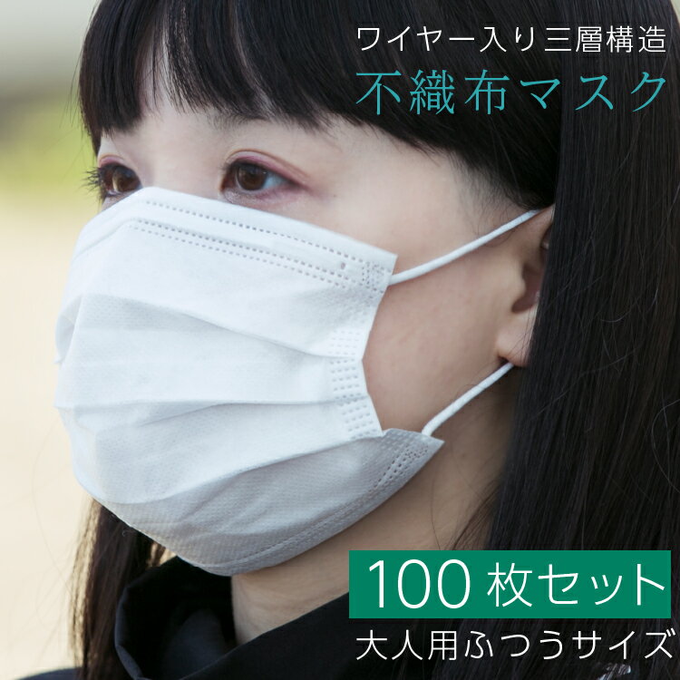 100枚 不織布マスク 在庫あり 即納 立体型 3層構造 使い捨て 個包装 ふつうサイズ 男女兼用 花粉症 感染予防 ブルー ホワイト|ハウスダスト 花粉 プリーツ加工 ノーズワイヤー 保湿 メンズ レディース 不織布マスク