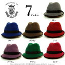 EDO HAT(エドハット) フェルトハット・中折れハット・中折れハット・千鳥格子柄・つば短・[グレー(灰色)ブルー(青)ブラウン(茶)レッド(赤)パープル(紫...