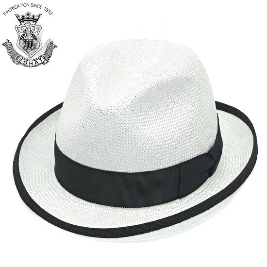 ストローハット メンズ 夏 ED HAT エドハット 天然草 ホンブルグハット ホワイト 白 帽子 フォーマル ハット 送料無料 大きいサイズ 小さいサイズ