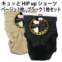 キュッと HIP up ショーツ(ベージュ1枚、ブラック1枚セット)婦人 レディース お尻 下着 インナー【ゆうパケット 送料無料(配送日時指定不可)】
