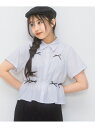リボンシャーリングブラウス repipi armario レピピアルマリオ トップス シャツ・ブラウス ブルー ホワイト ピンク【送料無料】[Rakuten F...