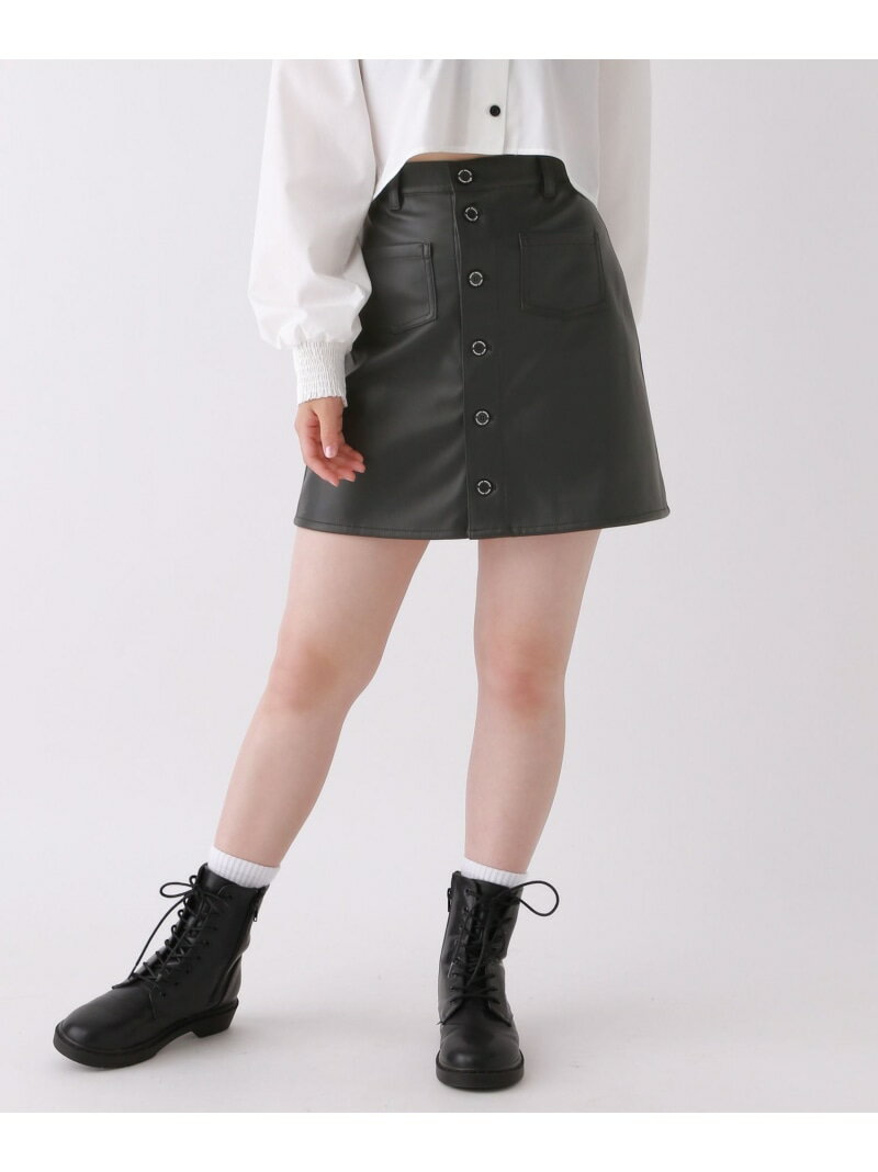 【SALE／50%OFF】(K)Fレザーマエボタンスカパン repipi armario レピピアルマリオ スカート ミニスカート ブラック ベージュ【RBA_E】[Rakuten Fashion]のサムネイル