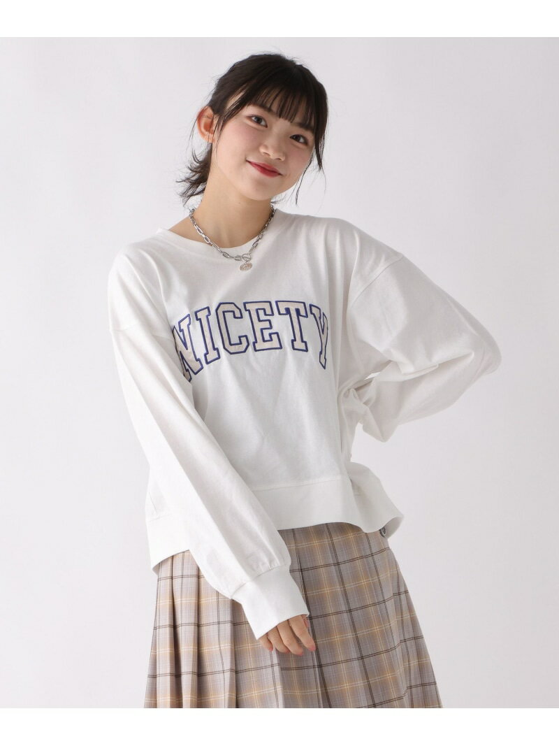 サテンワッペンカレッジロンT repipi armario レピピアルマリオ トップス カットソー・Tシャツ グレー ピンク ブルー ネイビー[Rakuten Fashion]のサムネイル
