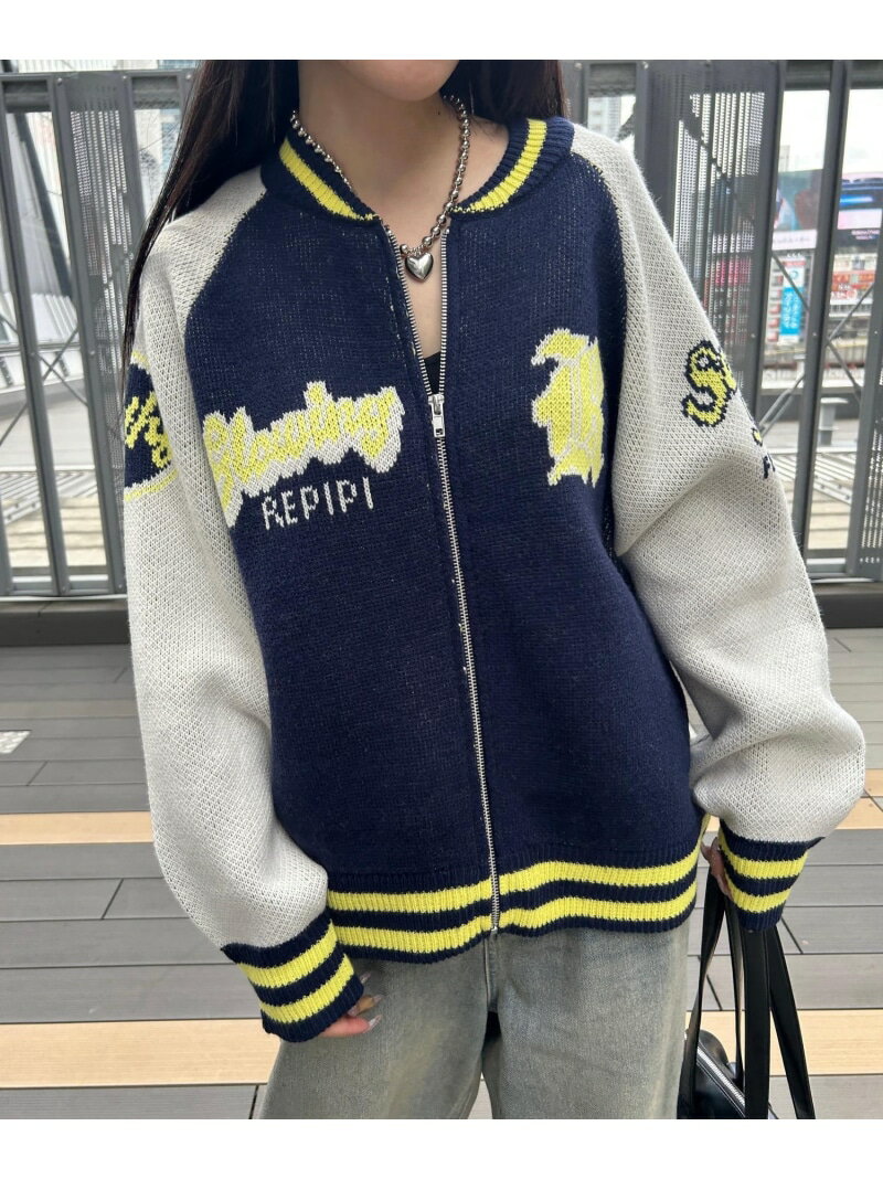 ルーズニットスタジャン repipi armario レピピアルマリオ トップス ニット ブルー ネイビー ブラック【送料無料】[Rakuten Fashion]のサムネイル