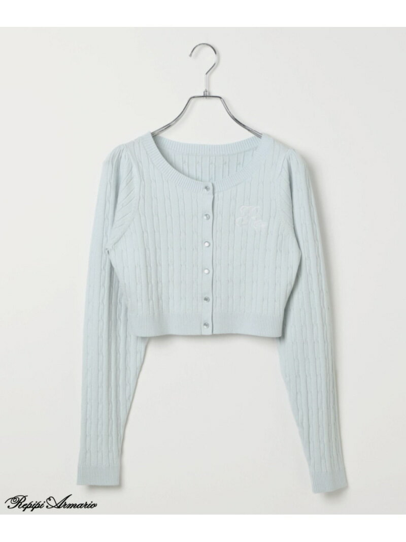【SALE／50%OFF】【girly line】ケーブルニットショートカーディガン repipi armario レピピアルマリオ トップス カーディガン ブラック ホワイト ブルー【RBA_E】[Rakuten Fashion]