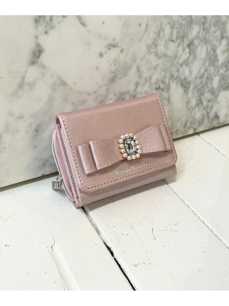 リボンビジューウォレット repipi armario レピピアルマリオ 財布・ポーチ・ケース 財布 ホワイト ブラ..