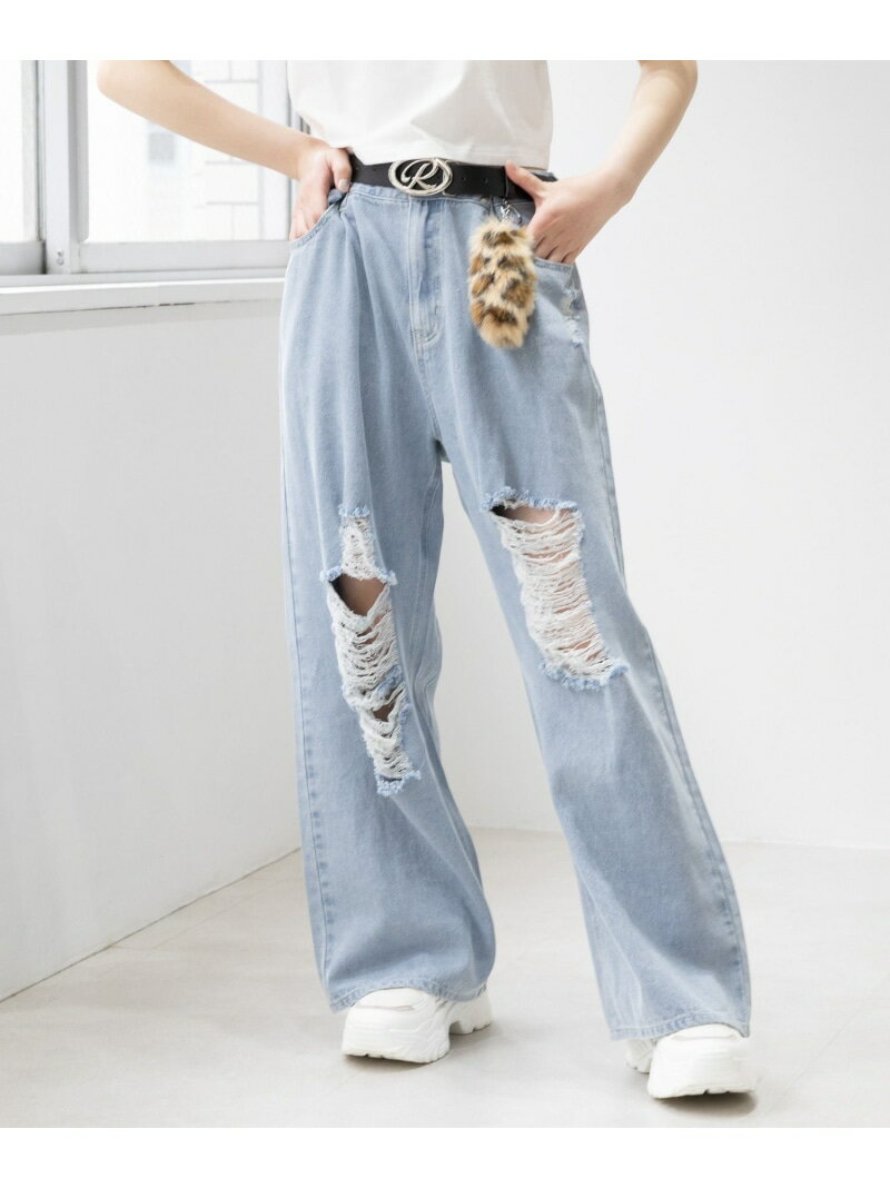 【SALE／20%OFF】【ライトオンス】ダメージホックデニムパンツ repipi armario レピピアルマリオ パンツ ジーンズ・デニムパンツ ブルー ブラック【RBA_E】【送料無料】[Rakuten Fashion]のサムネイル