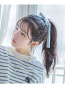 ベロアリボンポニー repipi armario レピピアルマリオ ヘアアクセサリー ヘアゴム ブルー ホワイト ブラック[Rakuten Fashion]