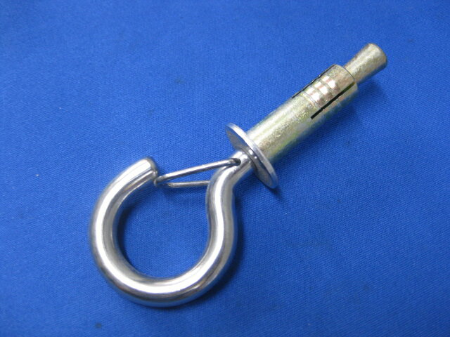 ステンレスボルトフックEHB-8です。太さ8ミリ、長さ65ミリ、内径24ミリ、全長102ミリです。