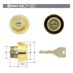 U9LD,BH,DZ取替用シリンダーYB色(金色)(MCY-221MCY221)