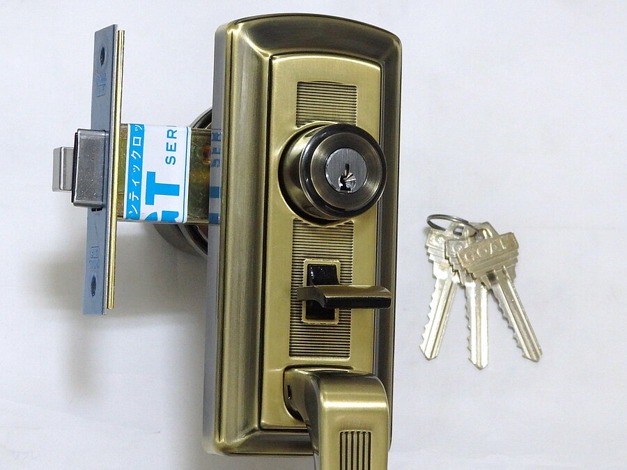 ゴール サムラッチハンドル錠P-GT-5 OAK #71 CAP 64x40アンティックブラス仕上(5円玉色)室内側握り玉仕様☆☆GOAL ゴール☆サムラッチハンドル錠 アンティック錠 装飾錠 GT☆GOAL ゴール☆☆ 玄関 ドア 扉 修理 補修 交換 部品 パーツ