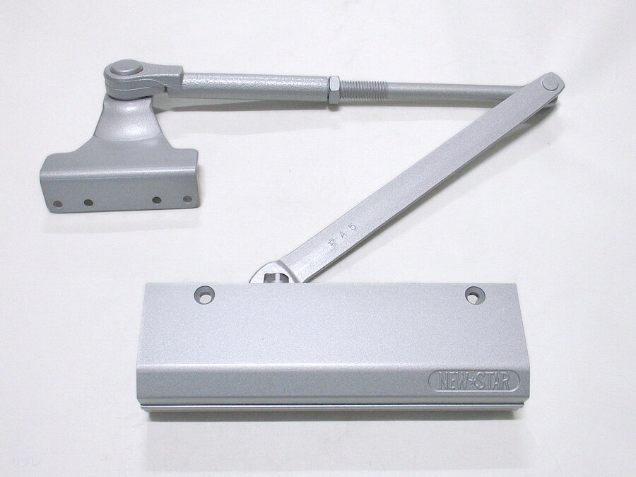 ニュースター　ドアクローザードアチェックPS5002L PS-5002L　シルバー色　ストップ付L型ブラケット仕様☆☆NS NEWSTAR ニュースター☆PS5002L☆NS NEWSTAR ニュースター☆☆ 玄関 ドア 扉 修理 交換 部品 パーツ