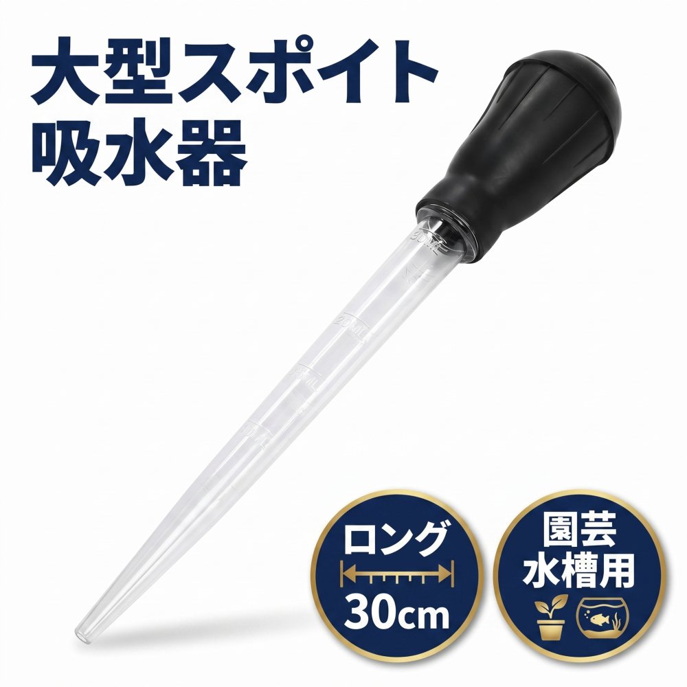 乐天商城 - 大型 吸水器 スポイト 30cm ロング 水抜き ポンプ クリーナー 鉢 植物 受け皿 魚 水槽 水替え お手入れ (ブラック)