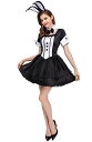 CosMisty バニーガール コスプレ 衣装 うさぎ耳 カチューシャ ハロウィン 仮装 スカート 半袖 メイド服 大人用 M