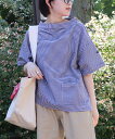 OX SMOCK オックス スモック Le Pigeon Voyageur カットソー 半袖 首回り ゆったり ボーダー ギンガム シャンブレー ネイビー 白 ...
