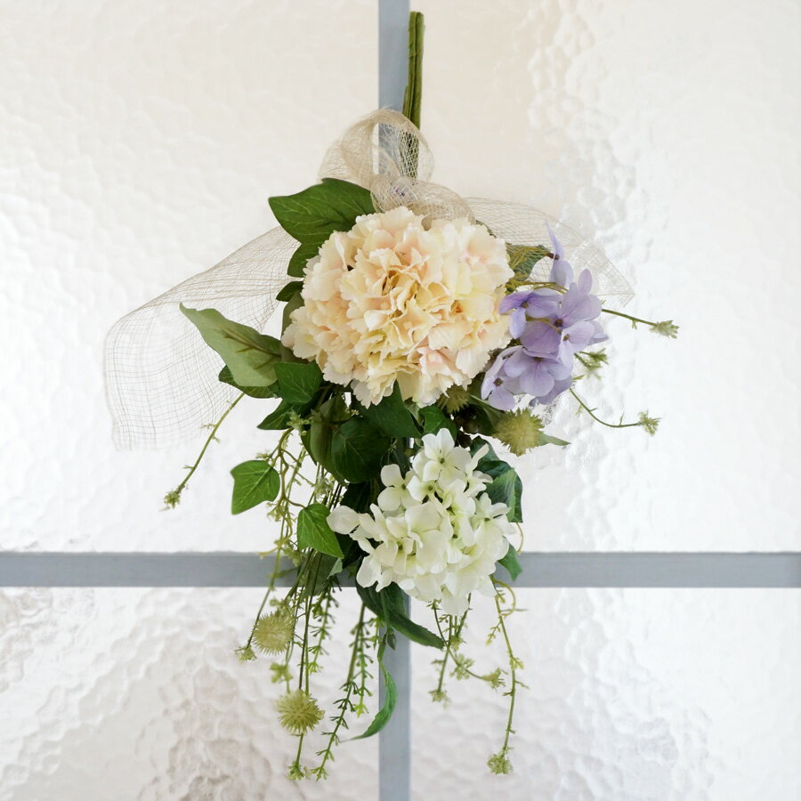 爽やか 紫陽花 スワッグ 造花 アジサイ あじさい 夏 フェイクフラワー 花 壁飾り 可愛い フラワーアレンジメント 玄関 おしゃれ インテリア 雑貨 装飾 飾り 撮影 母の日 ギフト プレゼント お祝い【送料無料 ※北海道・沖縄除く】