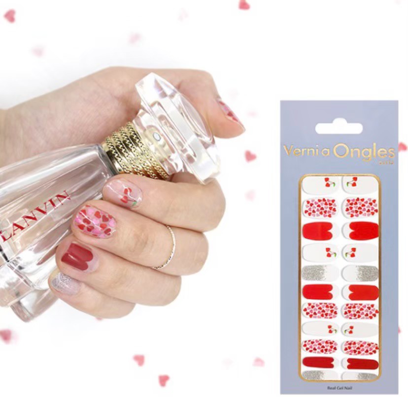 可愛い系ネイルシール ハートネイルシール さくらんぼネイルシール ネイルV54 シールネイル 貼るタイプネイル 使い捨てネイル ネイルかわいい 簡単 セルフ キ...