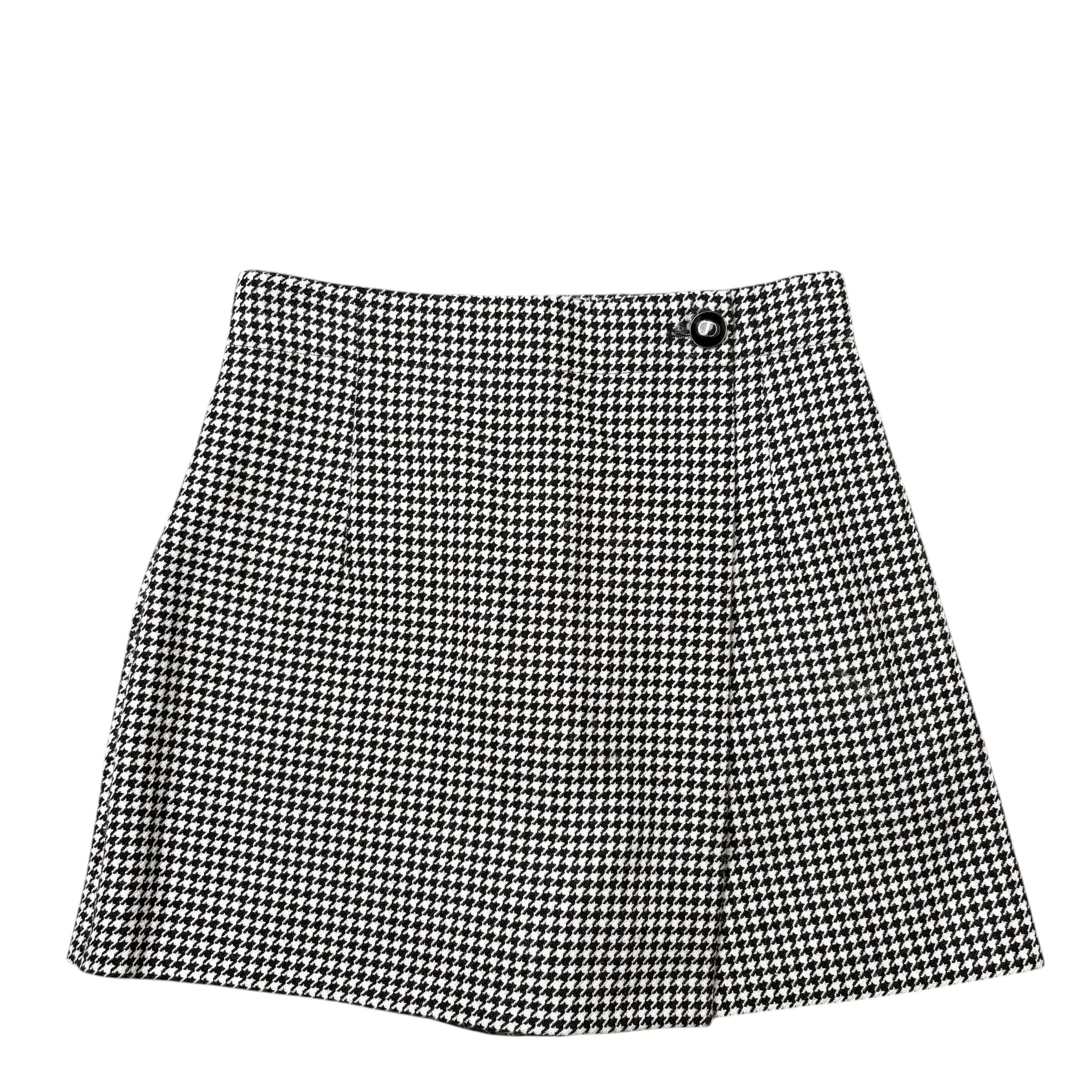 Rakuten - クリスチャンディオール 【中古】Christian Dior スコート キュロット ショートパンツ 千鳥格子総柄 CDボタン ウール 裏地シルク ブラック ホワイト F34 I38 (Sサイズ相当)