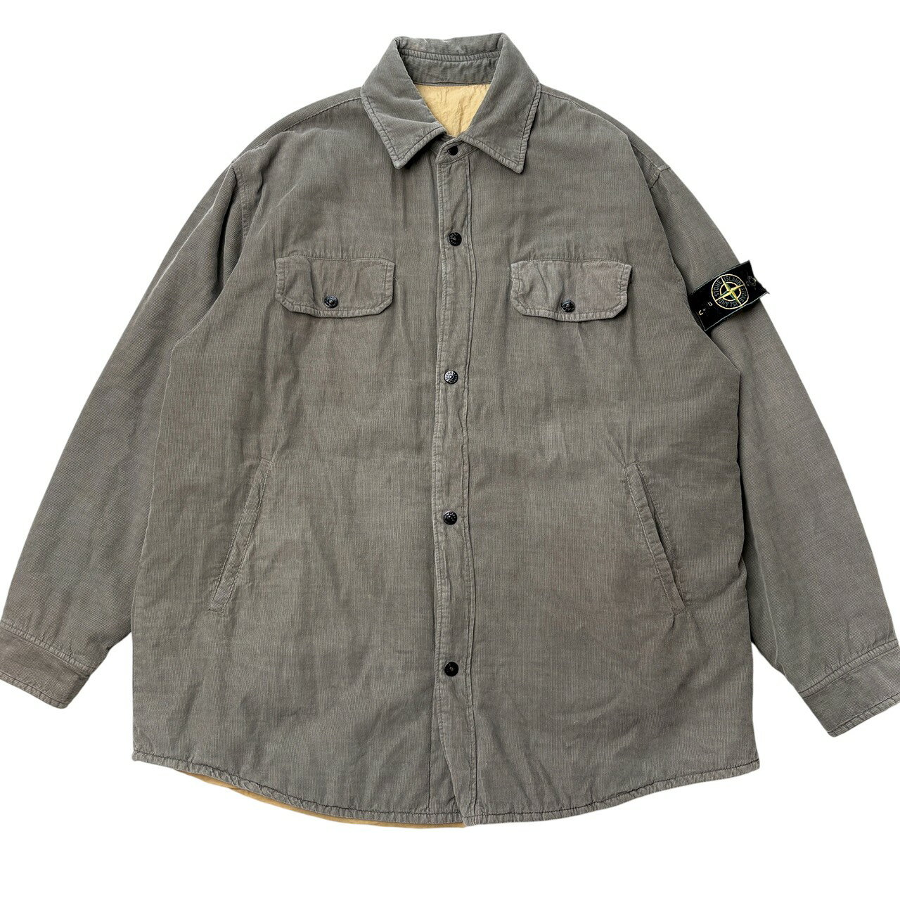 Rakuten - ストーンアイランド 【中古】STONE ISLAND 90s 本人期 リバーシブル ジャケット ブルゾン コーデュロイ ナイロン コンパスパッチ 90年代初期 ヴィンテージ 長袖 無地カーキ イエロー Lサイズ