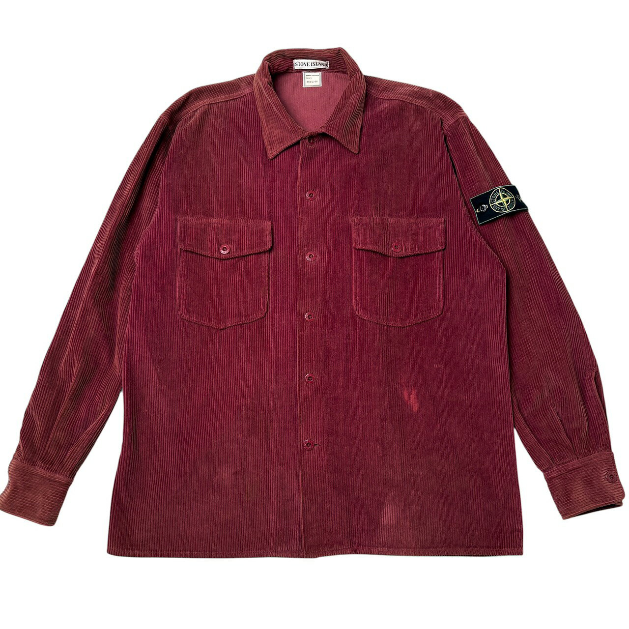 Rakuten - ストーンアイランド 【中古】STONE ISLAND 90s 本人期 コーデュロイシャツジャケット コンパスパッチ コットン ボルドー 90年代初期 ヴィンテージ 長袖 無地 Lサイズ