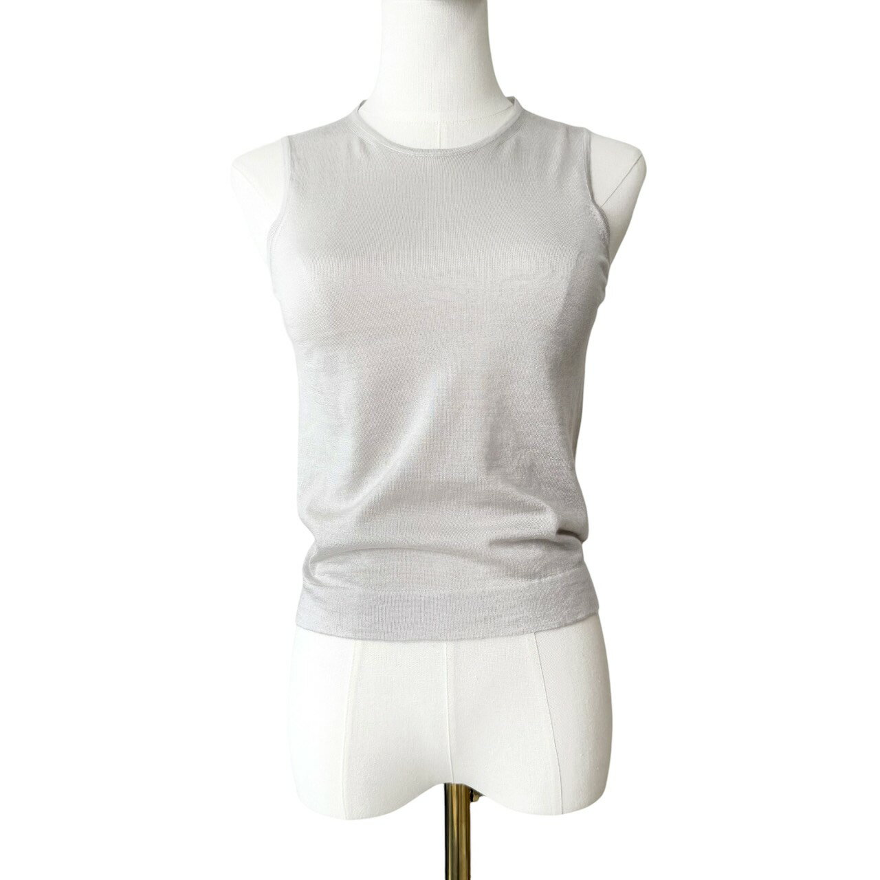 エルメス HERMES マルジェラ期 Martin Margiela Vintage ヴィンテージ カシミヤ/シルク混 ニットトップス 無地 ノースリーブ クルーネック グレー サイズXS